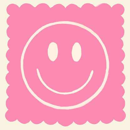True Pink Smiley, Dopamine Decor, Maximalist, Colourful Art