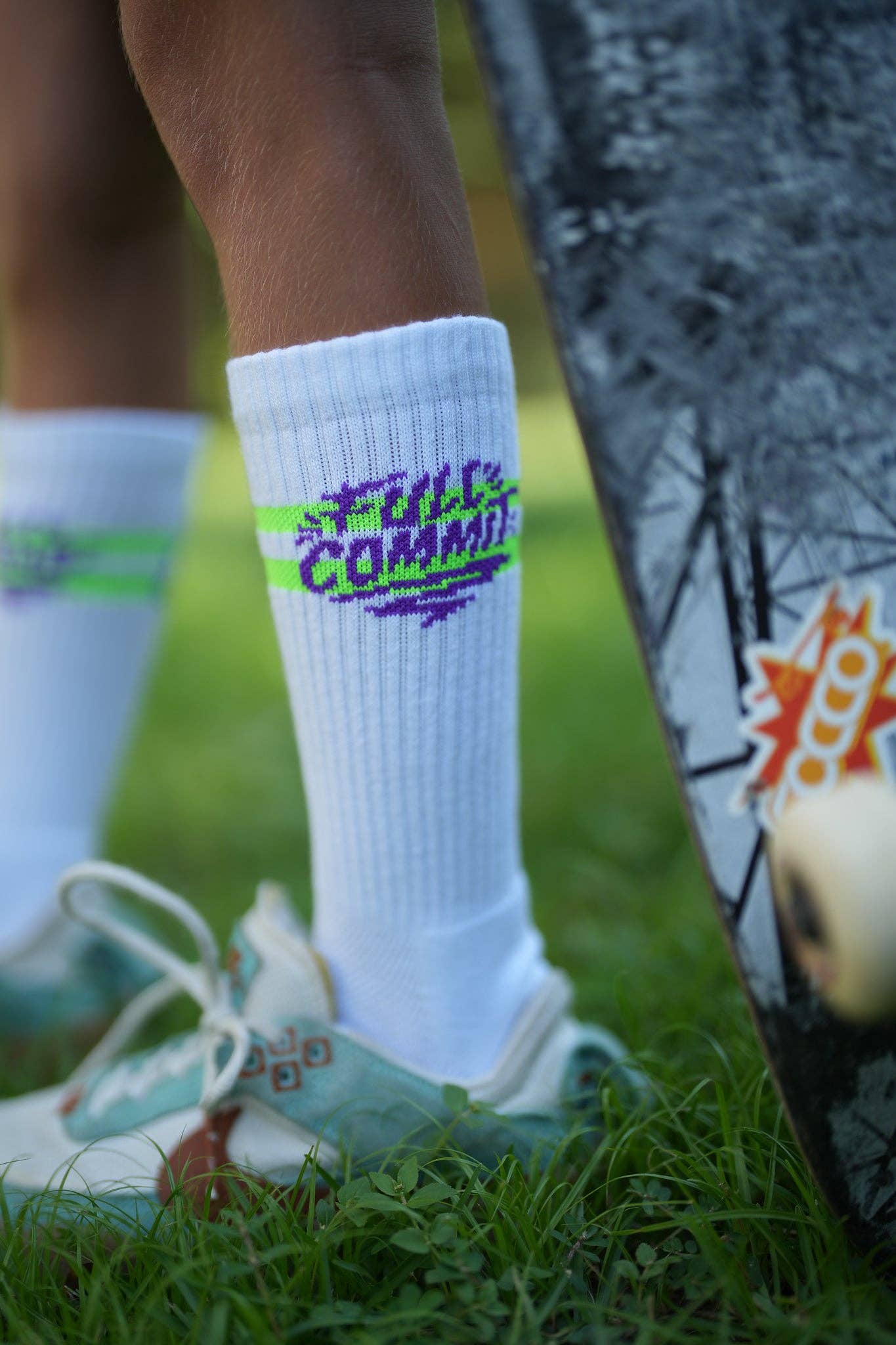 SOCCO x Ethan Campos - Full Commit Performance Skate Crew Socks - White