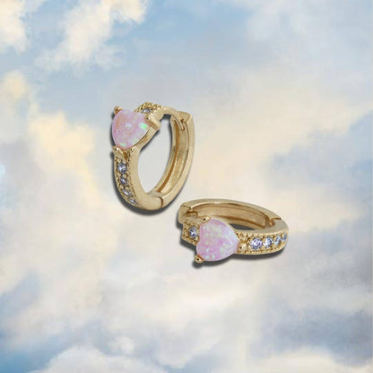 Moonstone Heart Hoop Earrings