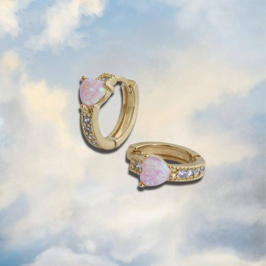 Moonstone Heart Hoop Earrings