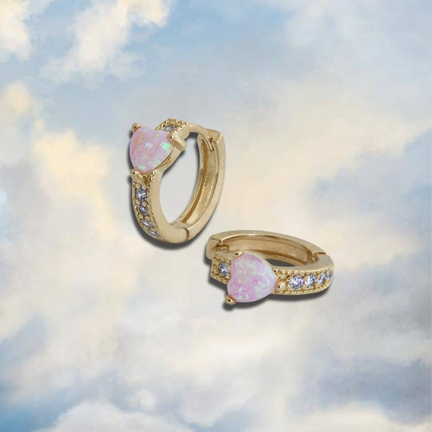 Moonstone Heart Hoop Earrings