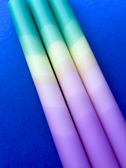 UNICORN RAINBOWS Dip Dye Dinner Candles Trio