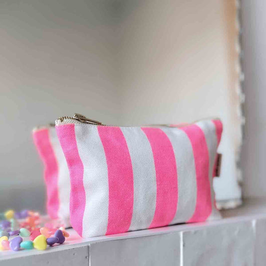POUCH SOFIA STRIPES NEON PINK