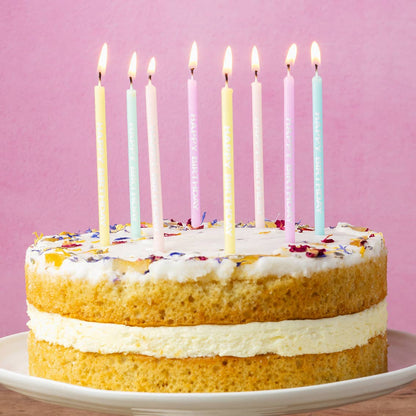 Pastel Happy Birthday Printed Candles | 24 Pack |