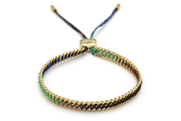 Athena Taupe and Green Gold Braided Bracelet