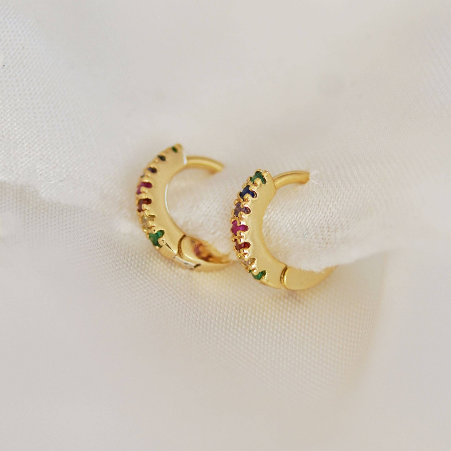 Rainbow Huggie Hoop Earrings