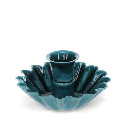 Enamel Cupped Flower Candle Holder - Blue