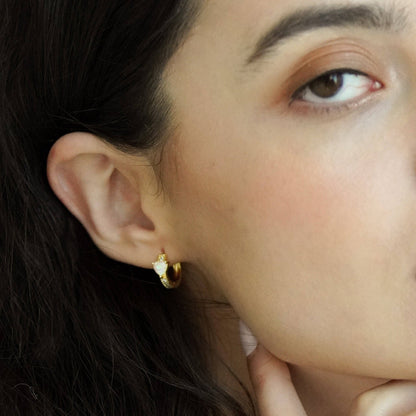 Moonstone Heart Hoop Earrings