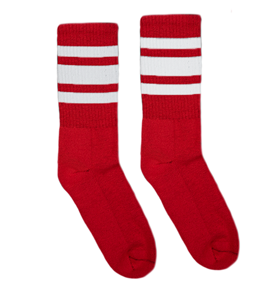 SOCCO White Striped Crew | Red
