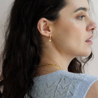 Opal Starburst Jewelled Hoop Earrings