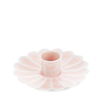 Enamel Flat Flower Candle Holder - Pink