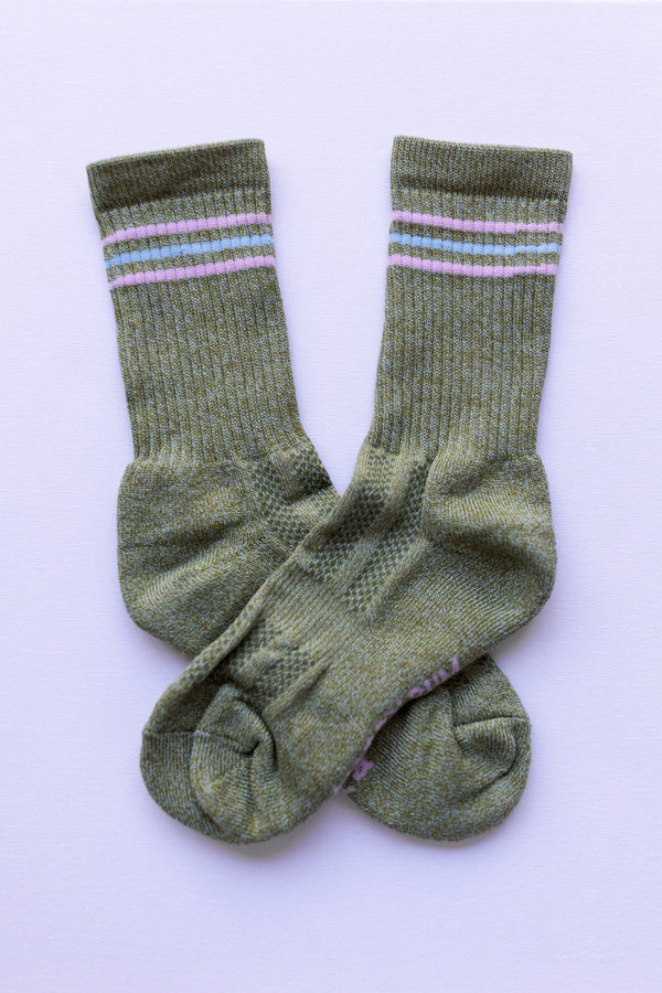 Stripe Cuff Khaki Sports Sock