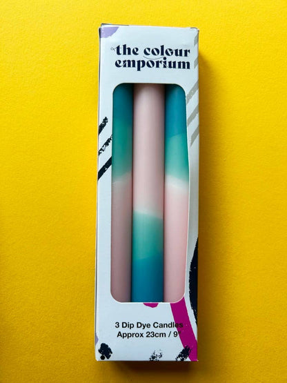 RAINDROPS & ROSES Dip Dye Dinner Candles Trio