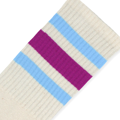 SOCCO Naturals | Berry & Light Blue Striped Crew