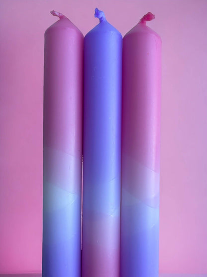 PINK PETALS Dip Dye Dinner Candles Trio