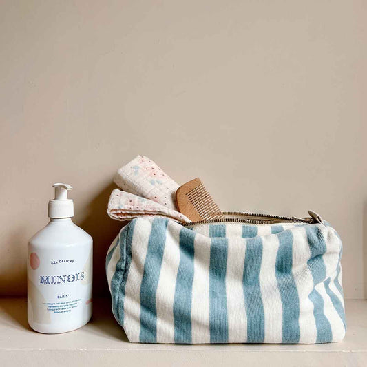 VIC TOILETRY BAG TERRY STRIPES BLUE