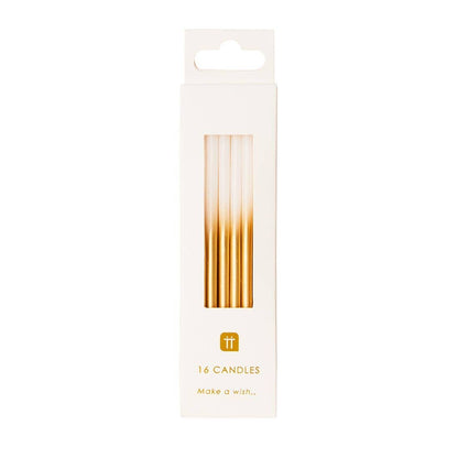 White and Gold Candles - 16 Pack