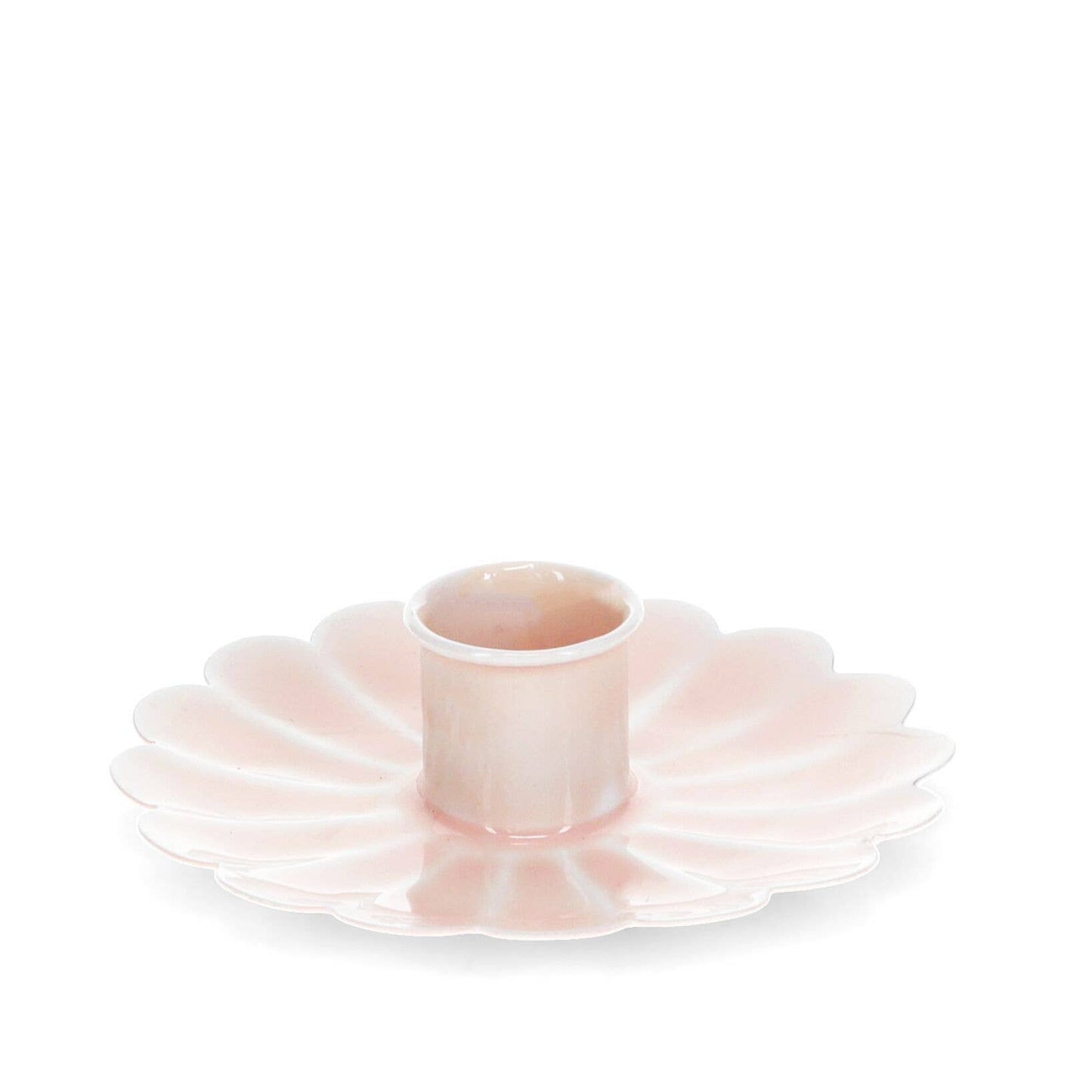 Enamel Flat Flower Candle Holder - Pink