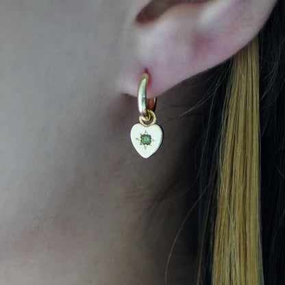 Peridot Heart Charm Earrings