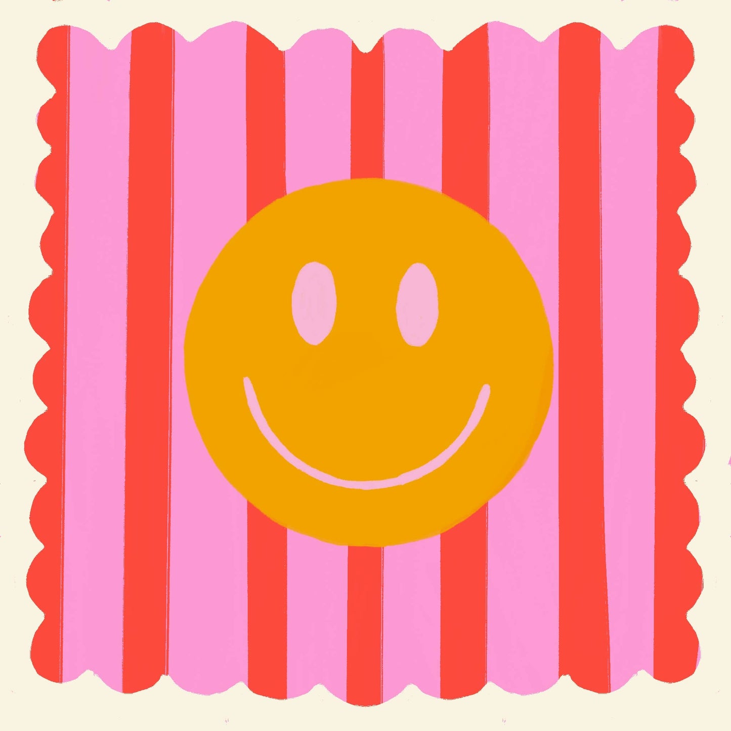 Red Stripe Smiley, Dopamine Decor, Maximalist, Colourful
