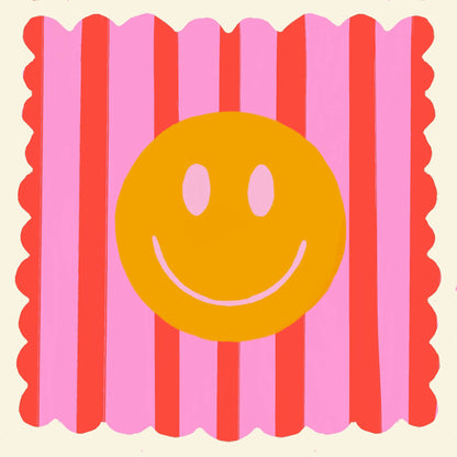 Red Stripe Smiley, Dopamine Decor, Maximalist, Colourful