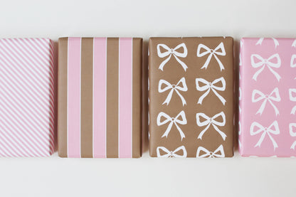 Southwold Stripe Gift Wrap Pink & Brown