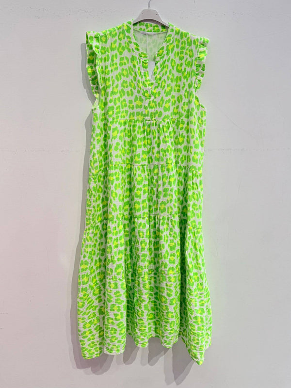 Printed cotton gauze dress 25670-BIG LEOPARD