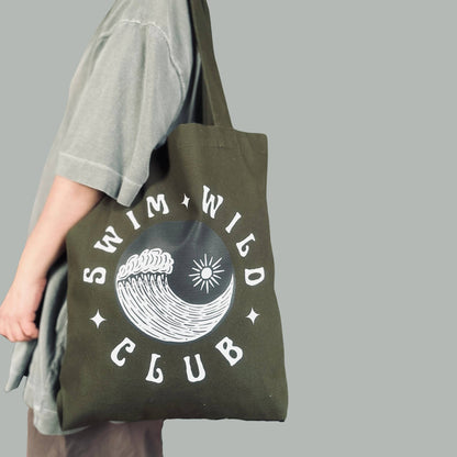 Olive Swim Wild Club canvas tote