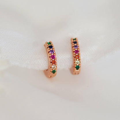 Rainbow Huggie Hoop Earrings