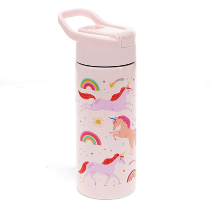 Stainless steel bottle with push button lid 500ml - Unicorn