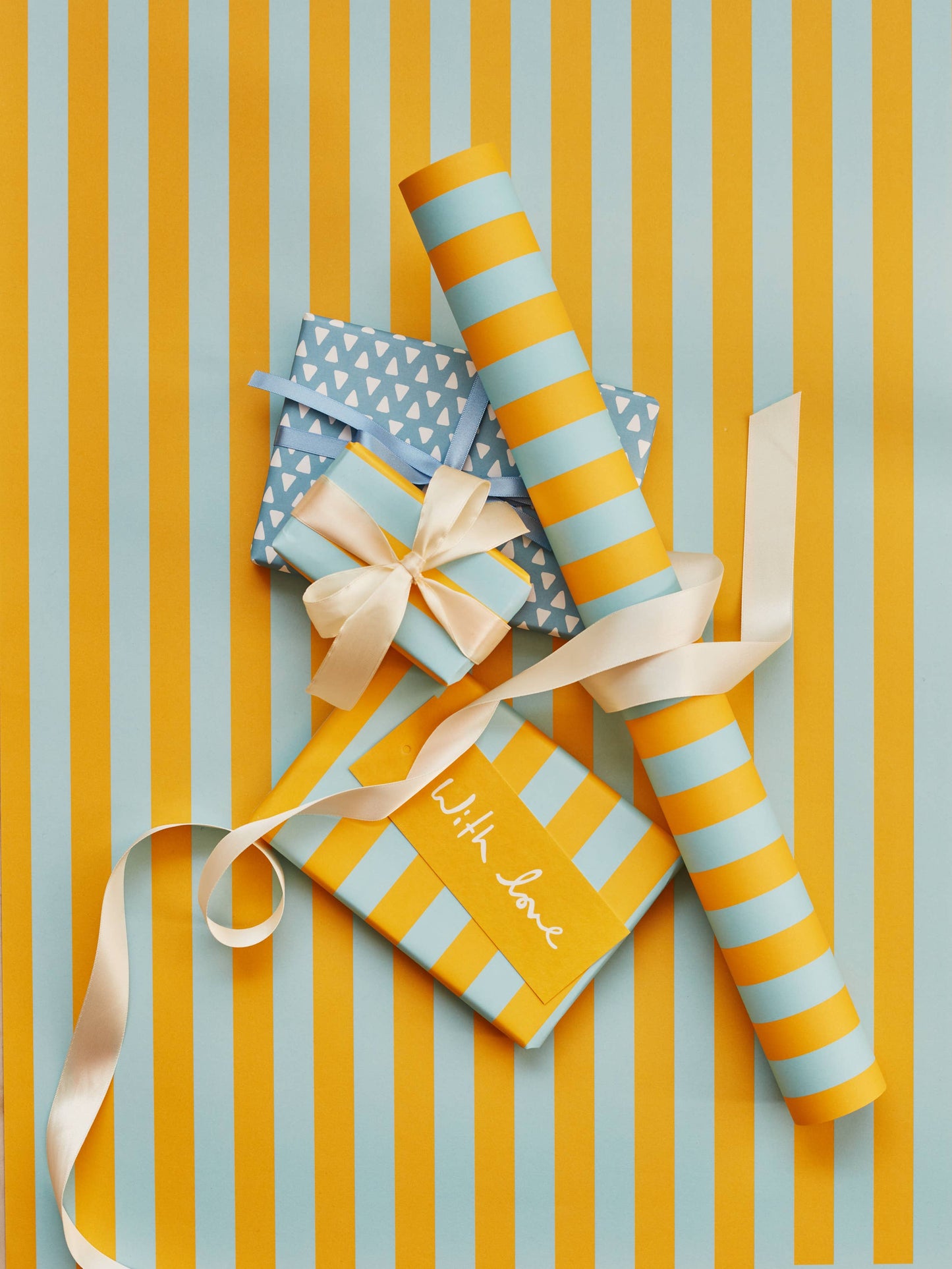 Classic Stripe Gift Wrap Blue & Yellow