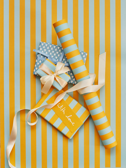 Classic Stripe Gift Wrap Blue & Yellow