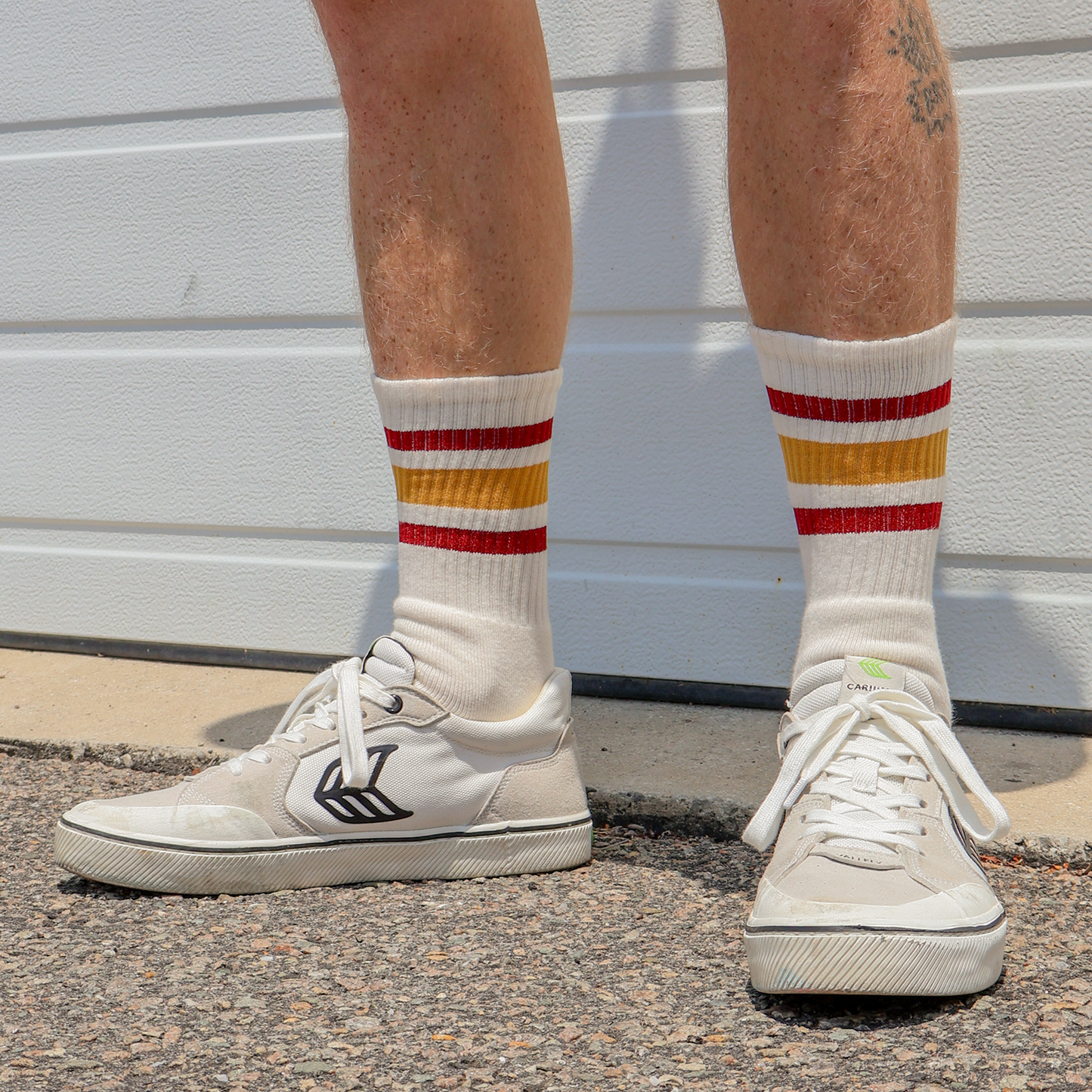 SOCCO Naturals | Cardinal Red & Brass Striped Crew