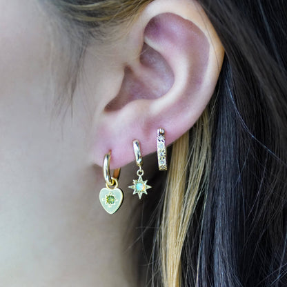 Peridot Heart Charm Earrings