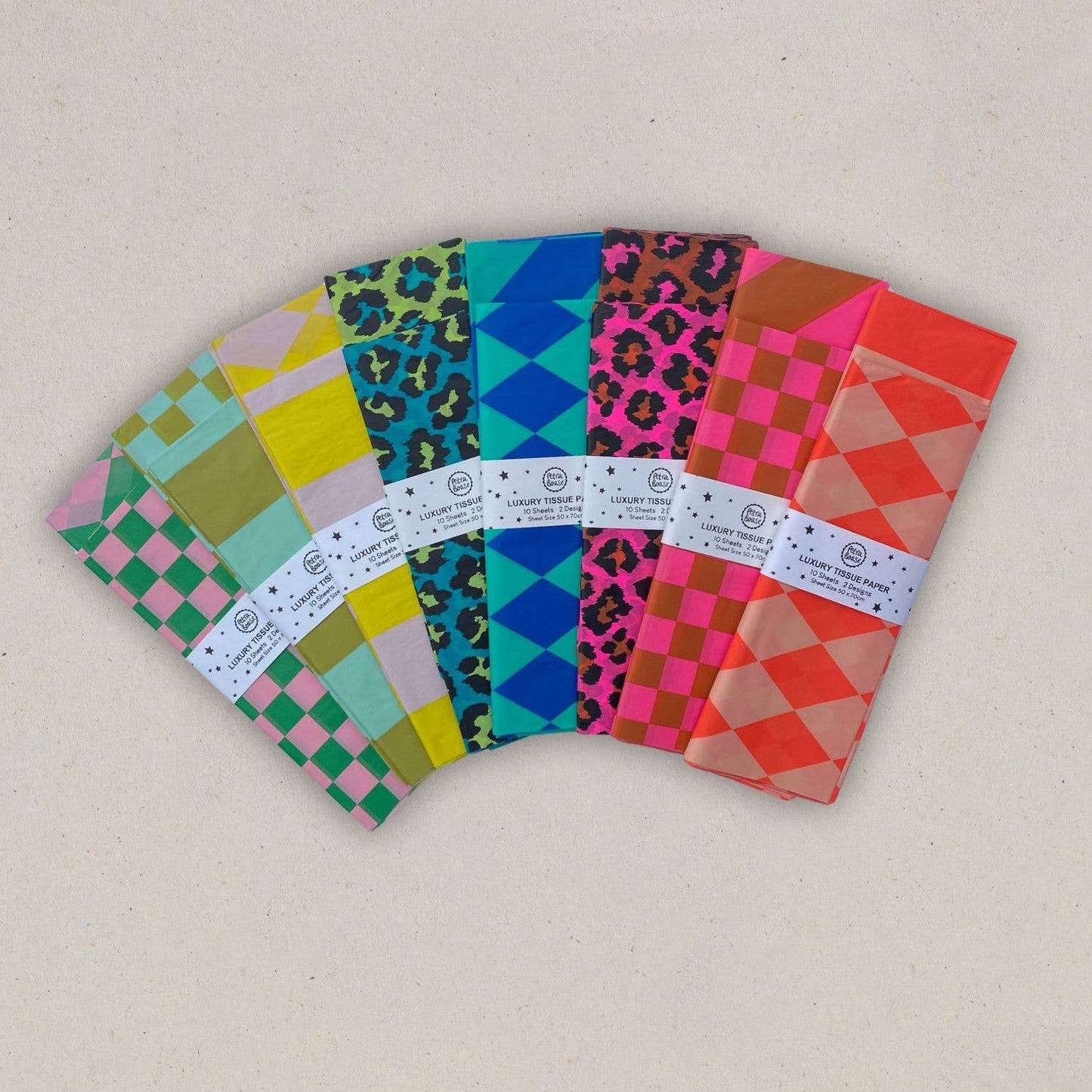 Luxury Tissue Paper Chequerboard/Diagonal - Ginger/Fl Pink