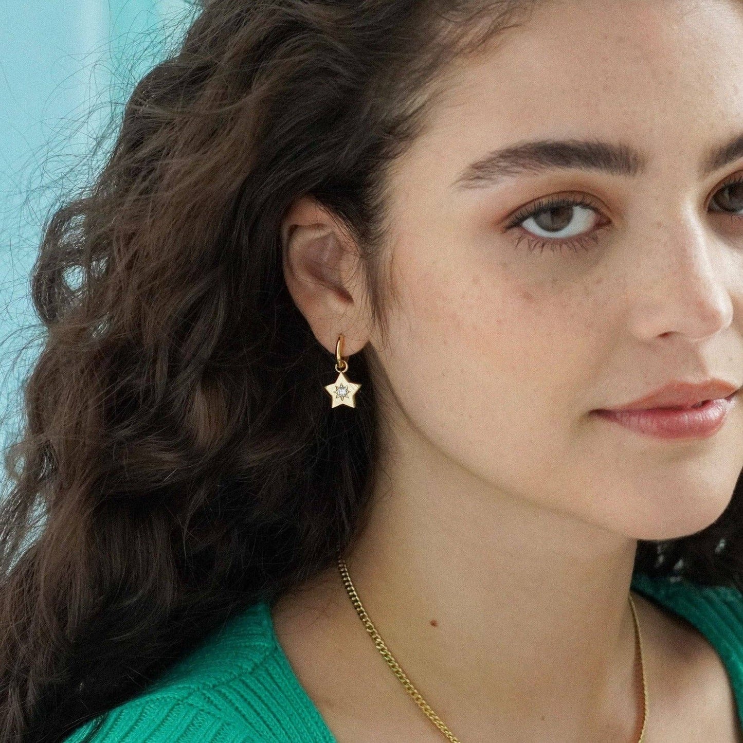 Shooting Star Charm Hoop Earrings