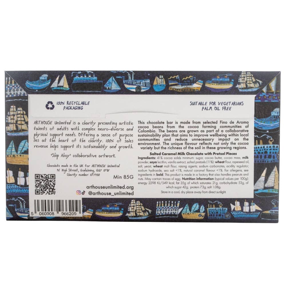 Ship Ahoy, Salted Caramel Milk Chocolate with Pretzel Pieces