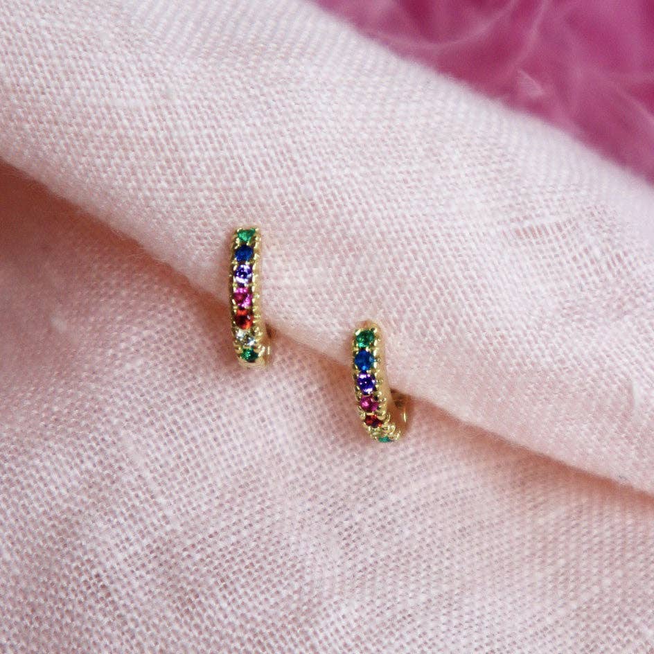 Rainbow Huggie Hoop Earrings