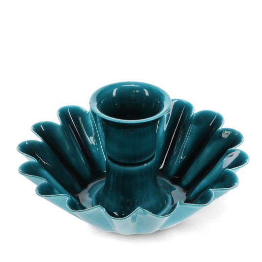 Enamel Cupped Flower Candle Holder - Blue