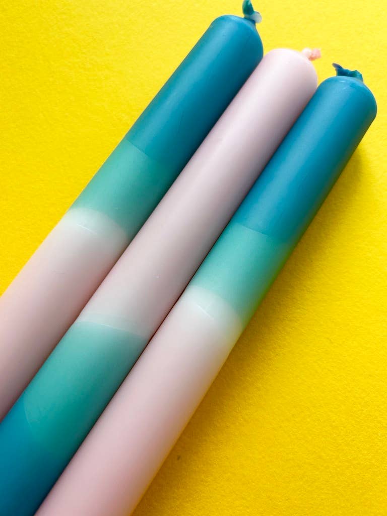 RAINDROPS & ROSES Dip Dye Dinner Candles Trio