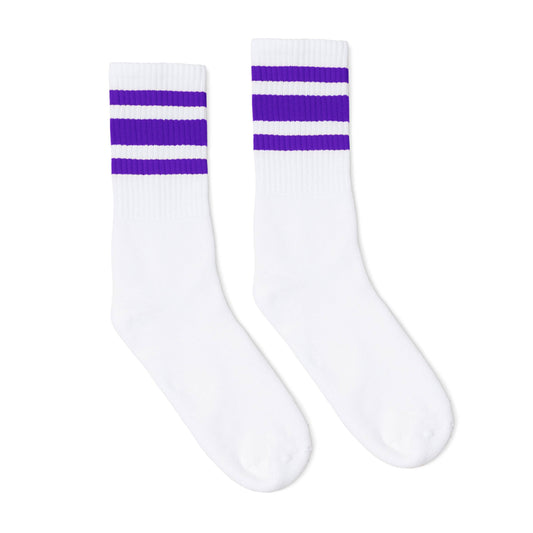 SOCCO Purple Striped Crew | White