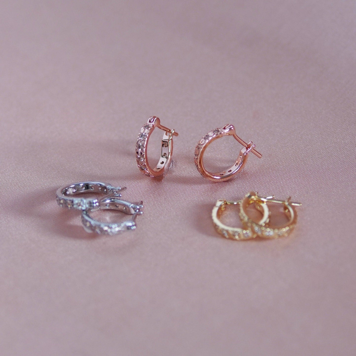 Champagne Crystal Jewelled Hoop Earrings