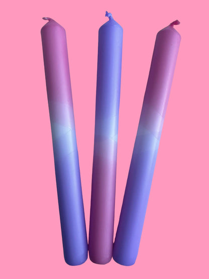 PINK PETALS Dip Dye Dinner Candles Trio