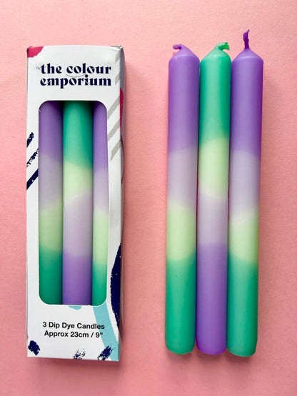 LAVENDER FIELDS Dip Dye Dinner Candle Trio