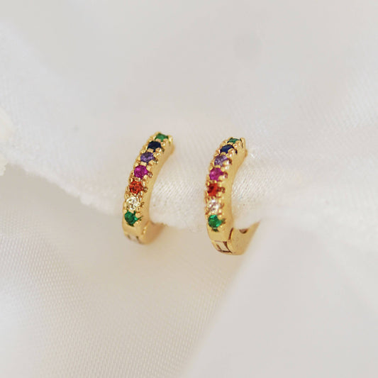 Rainbow Huggie Hoop Earrings
