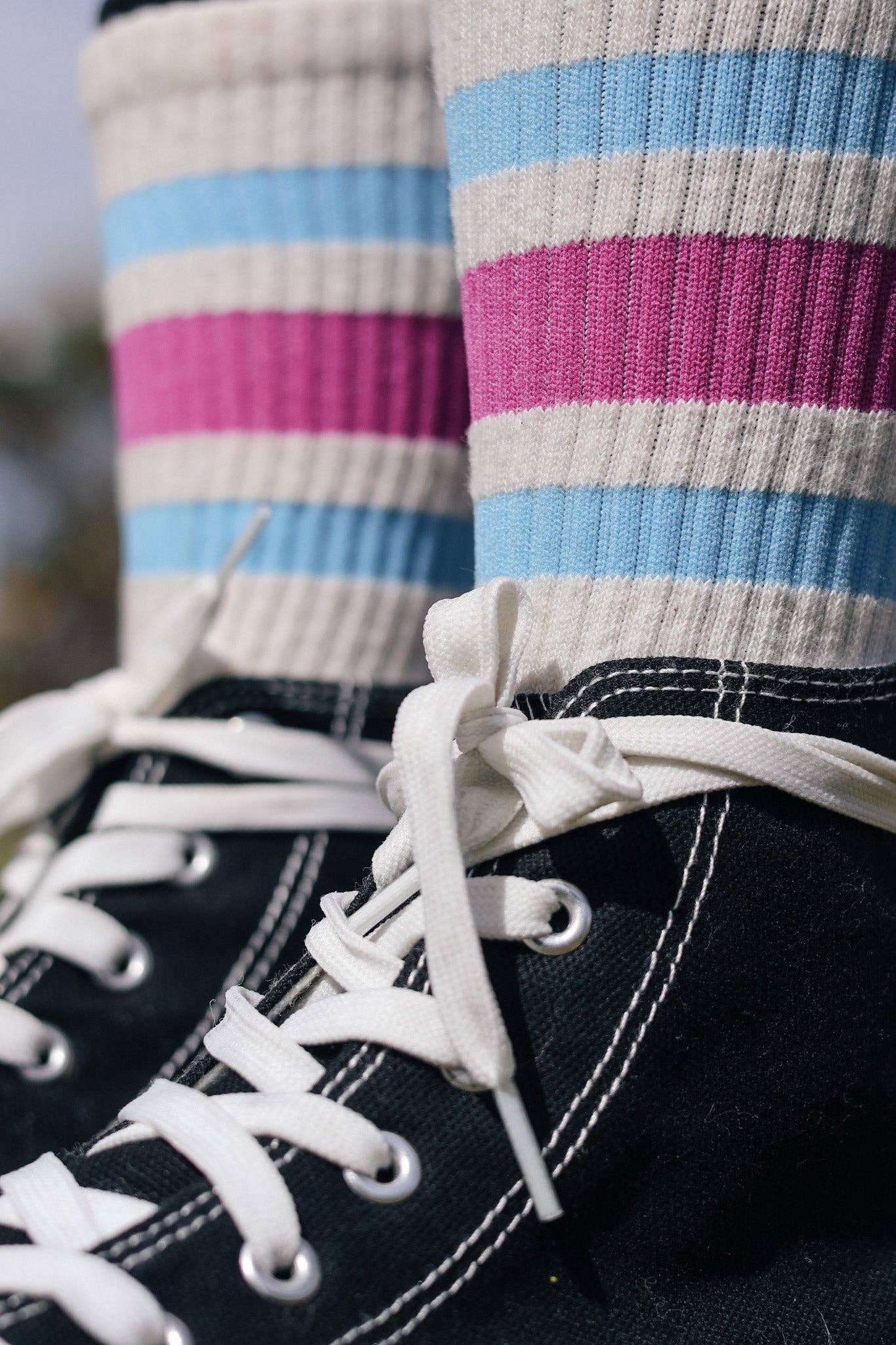 SOCCO Naturals | Berry & Light Blue Striped Crew