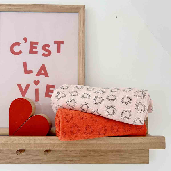 BIANCA SWADDLE DOTTED HEART PINK