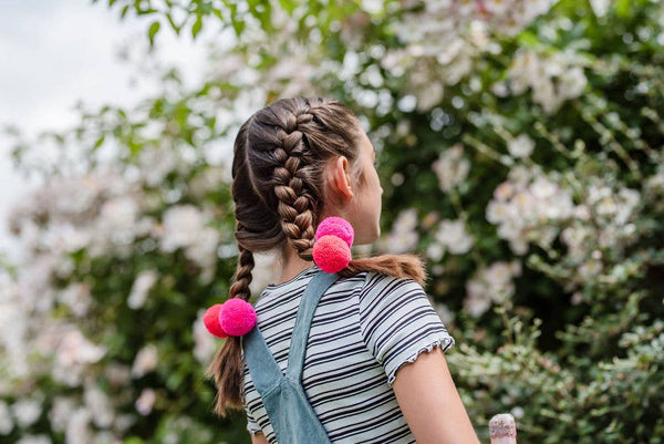Neon Pink Pom Pom Hair Bobbles