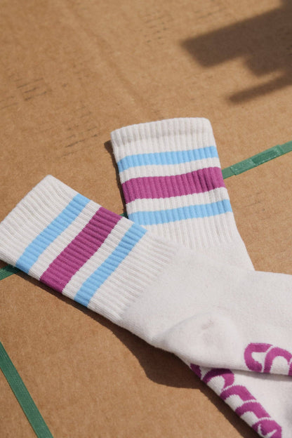SOCCO Naturals | Berry & Light Blue Striped Crew