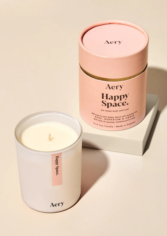 Happy Space Scented Candle - Rose Geranium and Amber